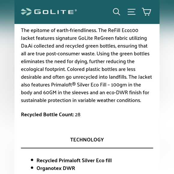 NWT GoLite ReFill Eco100 Insulated Jacket - Picture 12 of 16